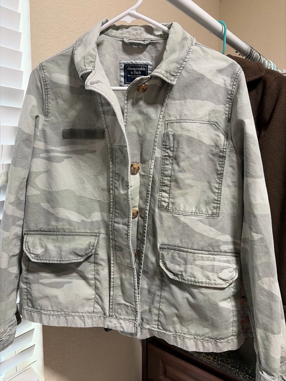 Abercrombie & Fitch Kids' Light Gray Camo Jean Jacket